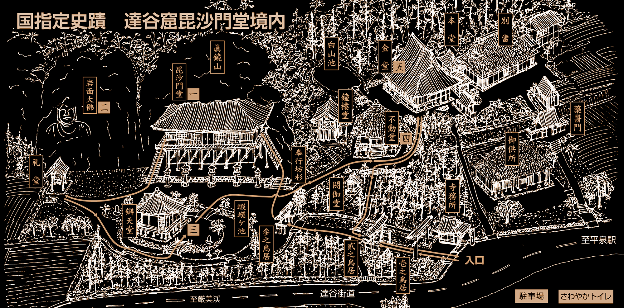 国指定史跡　達谷窟毘沙門堂境内